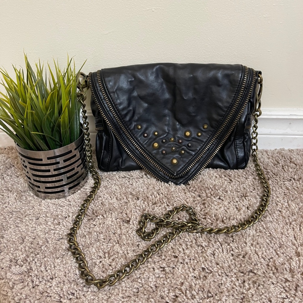 Matt & Nat Black Bag with Chain crossbody strap
